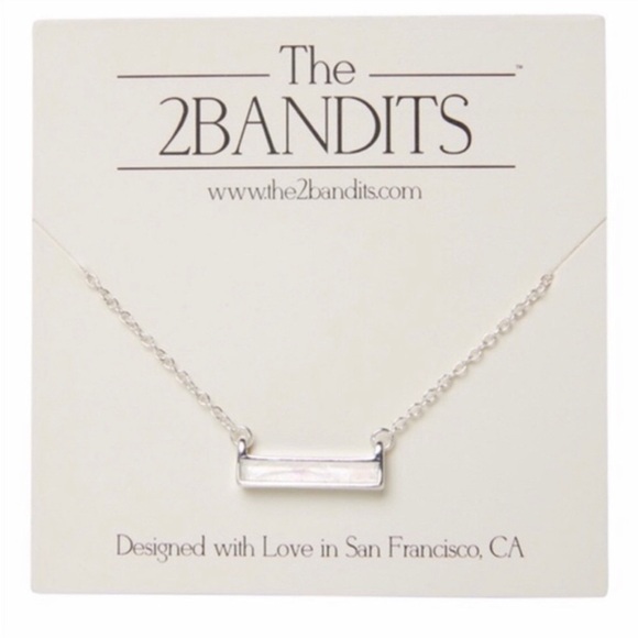 NWT The 2 Bandits Silver Plated Athens Iridescent Bar Pendant Necklace, MSRP $30 - Picture 1 of 7